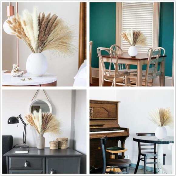 Dried Pampas Grass Decor, 100 Stems Pampas Grass Contains Bunny Tails Dried - Picture 1 of 7